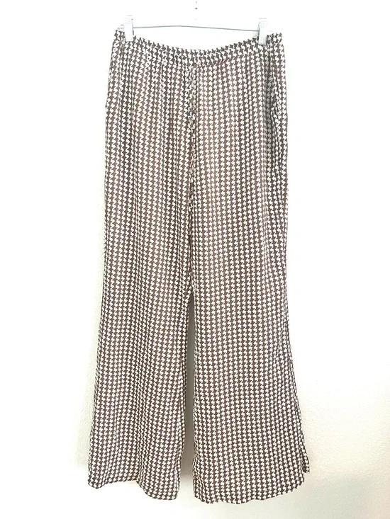 Charlie Holiday Brown & White Houndstooth Wide-Leg Pants - Picture 5 of 8